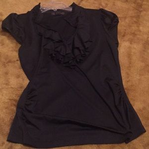 Black low neck blouse